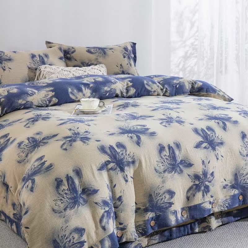 Ownkoti Oriental Ink Style Floral Cotton Bedding Set(4PCS) - image 8