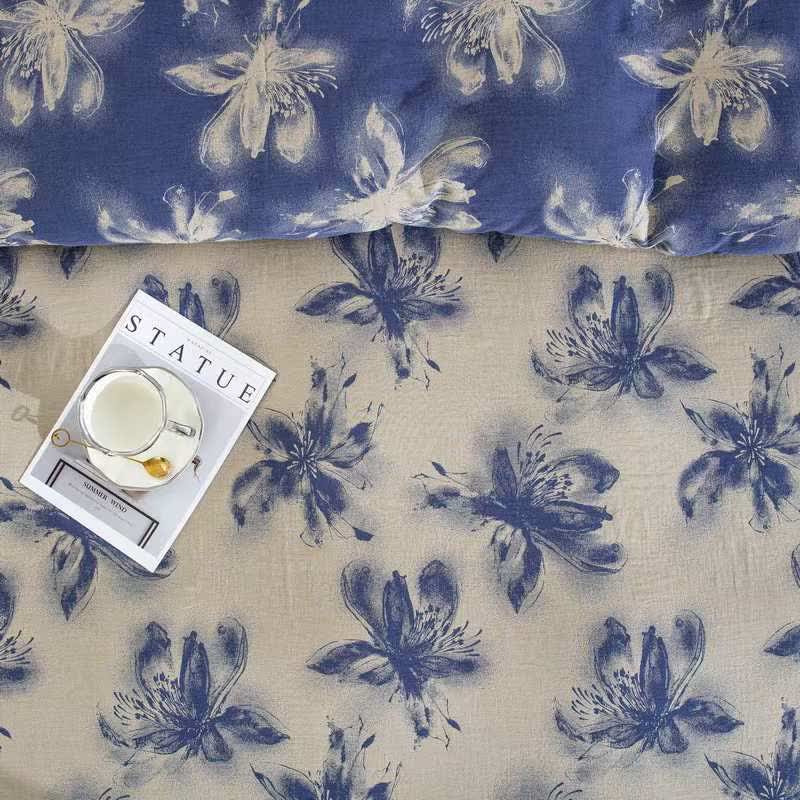 Ownkoti Oriental Ink Style Floral Cotton Bedding Set(4PCS) - image 10