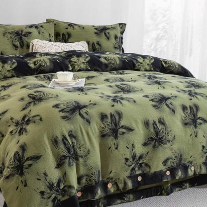Ownkoti Oriental Ink Style Floral Cotton Bedding Set(4PCS) - image 2