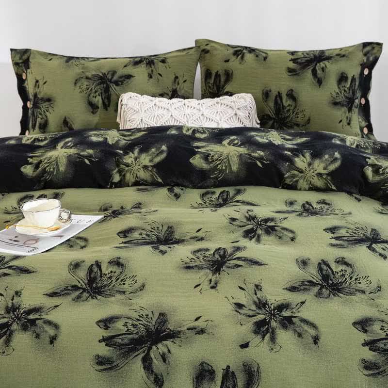 Ownkoti Oriental Ink Style Floral Cotton Bedding Set(4PCS) - image 1