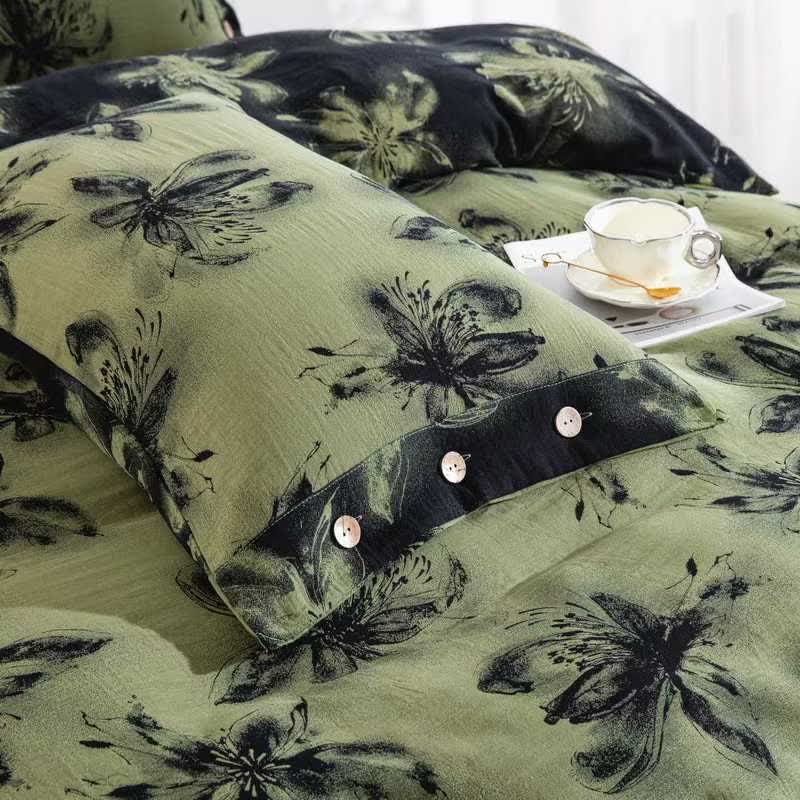 Ownkoti Oriental Ink Style Floral Cotton Bedding Set(4PCS) - image 4