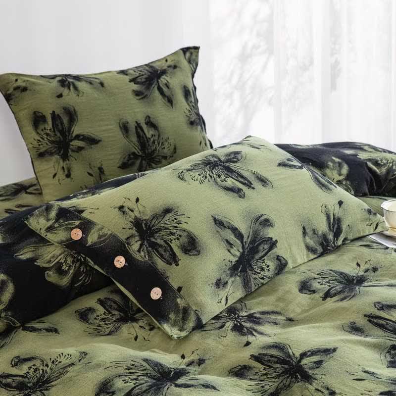 Ownkoti Oriental Ink Style Floral Cotton Bedding Set(4PCS) - image 3