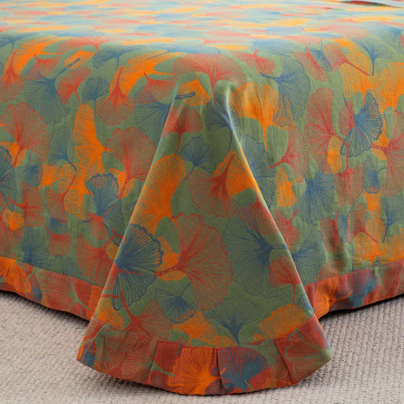Ownkoti Artistic Ginkgo Leaf Cotton Gauze Bedding Set(4PCS) - image 5