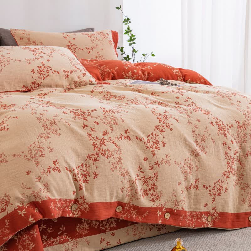 Ownkoti Country Leaf Cotton Gauze Bedding Set(4PCS) - image 10