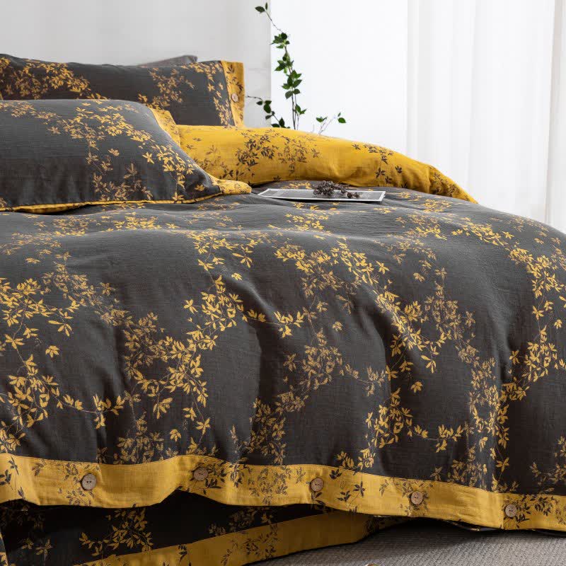Ownkoti Country Leaf Cotton Gauze Bedding Set(4PCS) - image 30