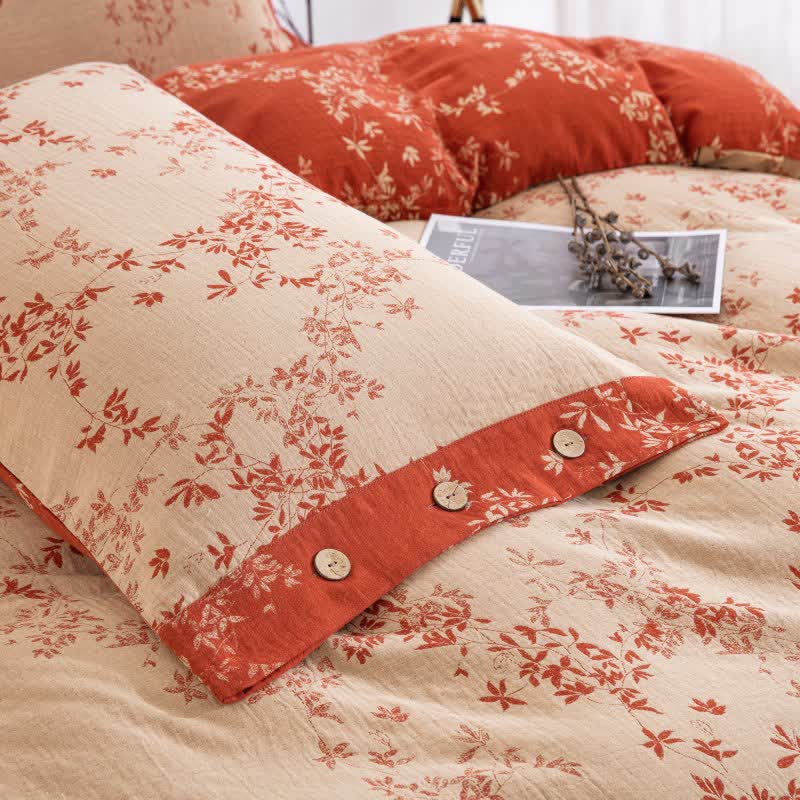 Ownkoti Country Leaf Cotton Gauze Bedding Set(4PCS) - image 5