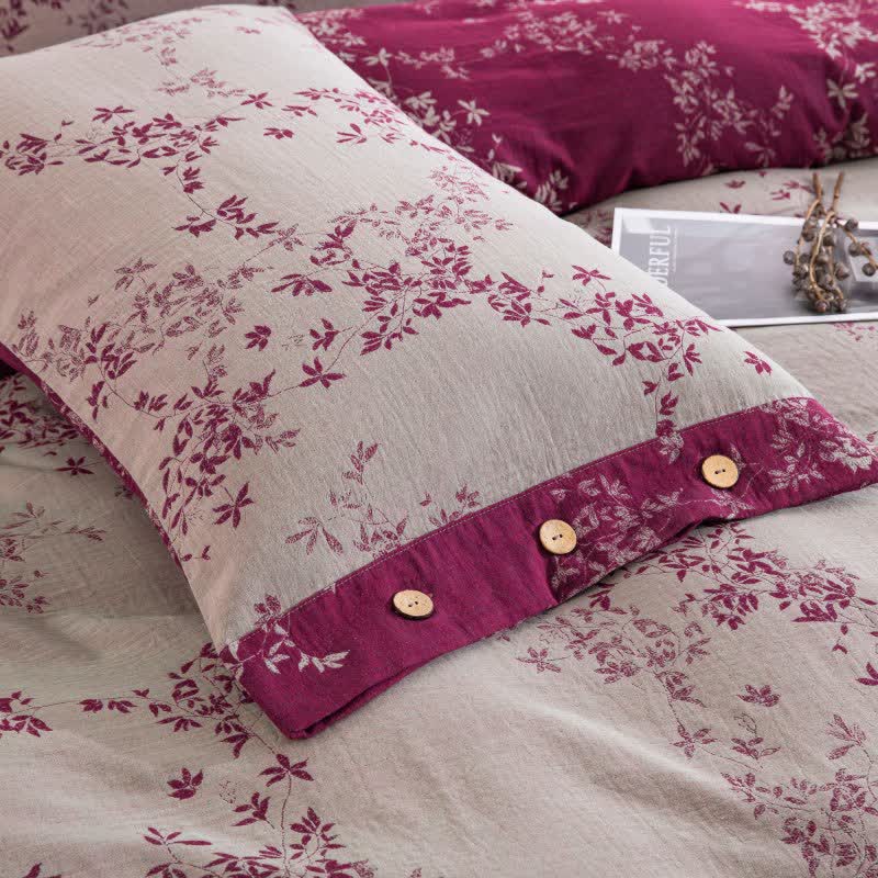 Ownkoti Country Leaf Cotton Gauze Bedding Set(4PCS) - image 25