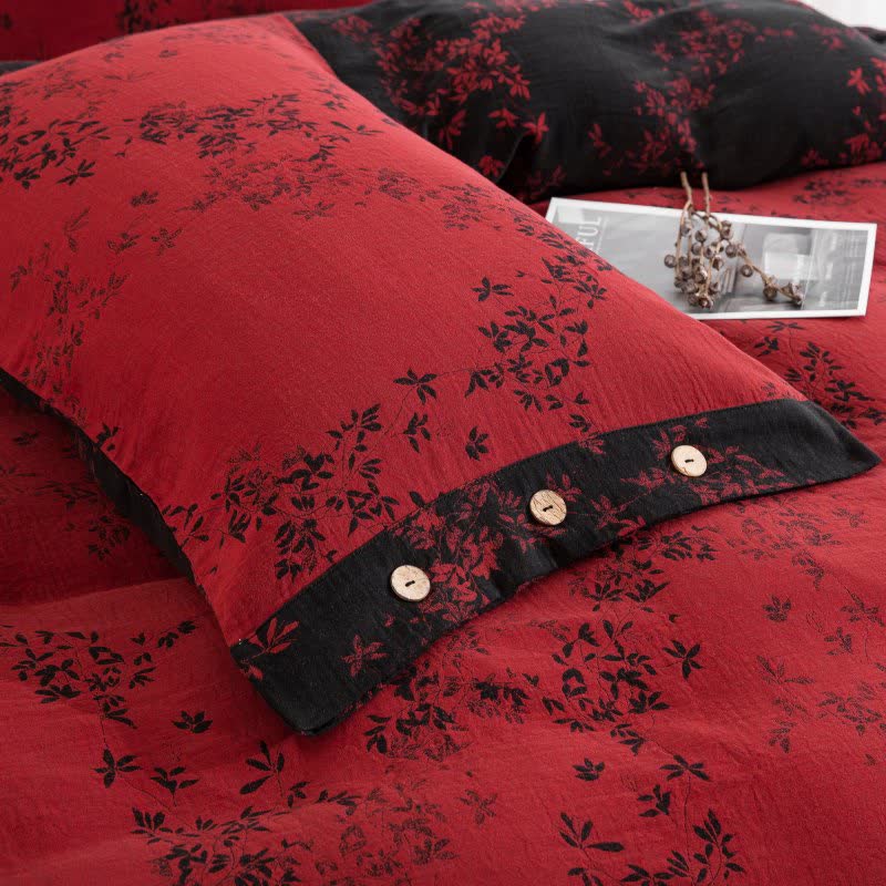 Ownkoti Country Leaf Cotton Gauze Bedding Set(4PCS) - image 12