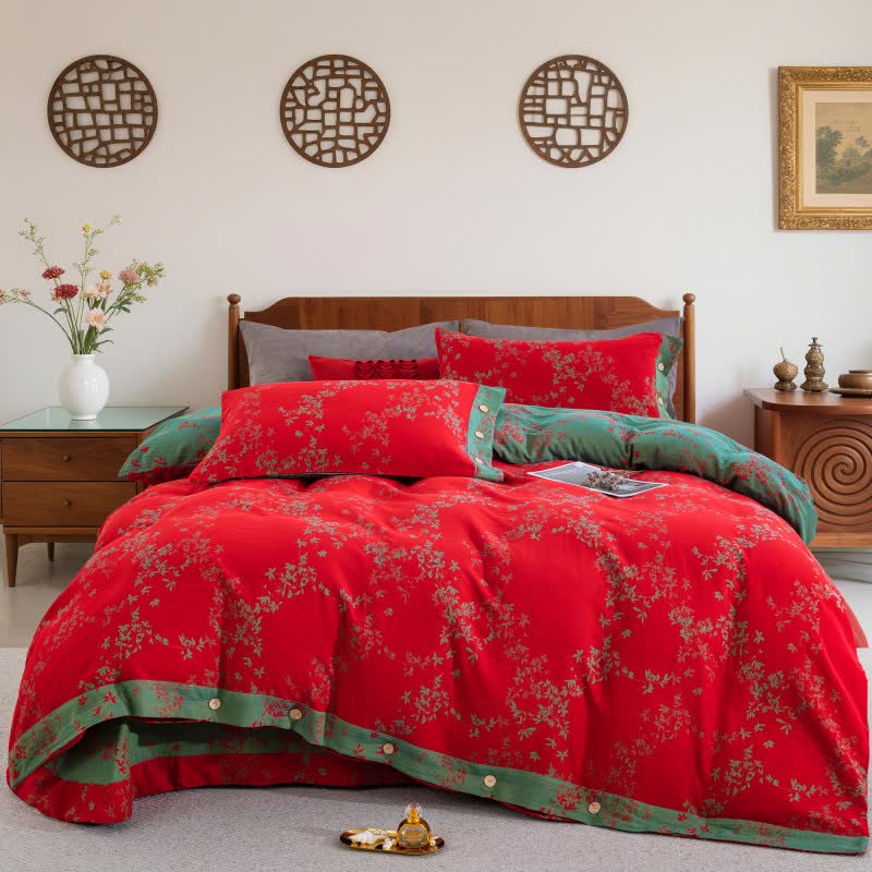 Ownkoti Country Leaf Cotton Gauze Bedding Set(4PCS) - image 1