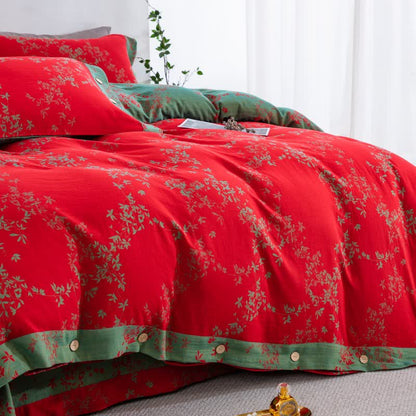 Ownkoti Country Leaf Cotton Gauze Bedding Set(4PCS) - image 2