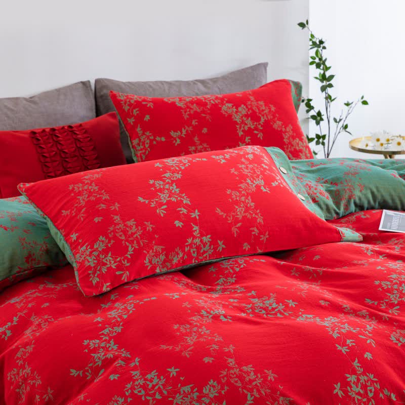 Ownkoti Country Leaf Cotton Gauze Bedding Set(4PCS) - image 3