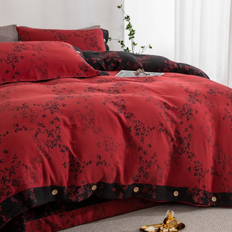 Ownkoti Country Leaf Cotton Gauze Bedding Set(4PCS) - image 17