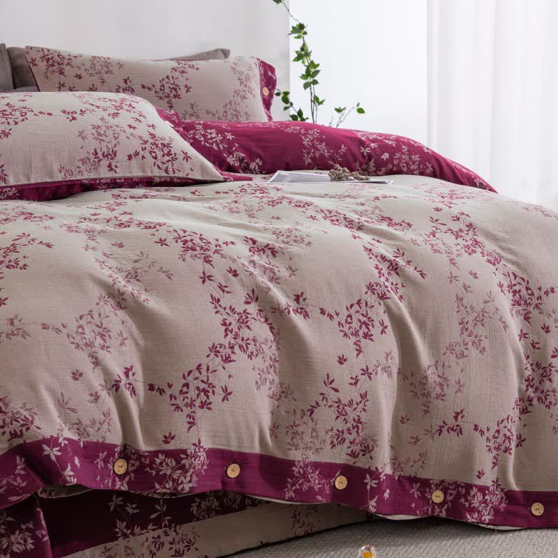Ownkoti Country Leaf Cotton Gauze Bedding Set(4PCS) - image 23