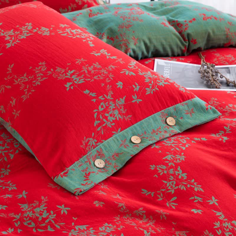 Ownkoti Country Leaf Cotton Gauze Bedding Set(4PCS) - image 5