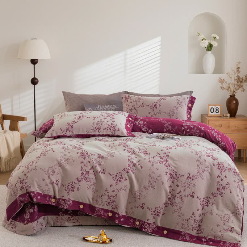 Ownkoti Country Leaf Cotton Gauze Bedding Set(4PCS) - image 21