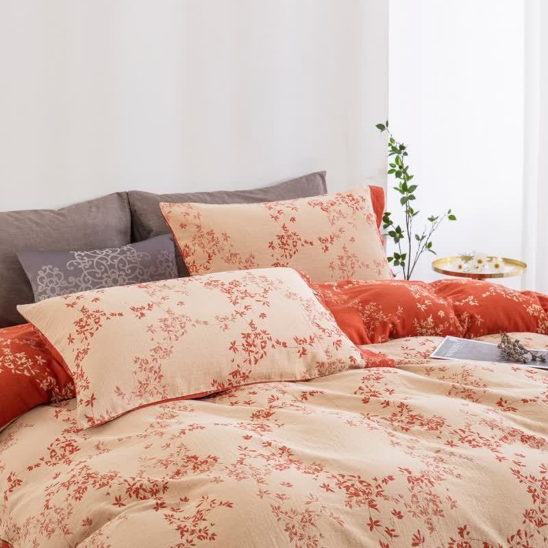 Ownkoti Country Leaf Cotton Gauze Bedding Set(4PCS) - image 2