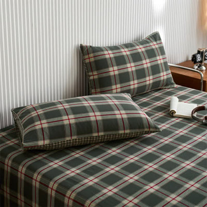 Ownkoti Classic Big Plaid Cotton Sheet Bedspread - Green - 2PCS Pillowcases - 19" x 29" - image 5