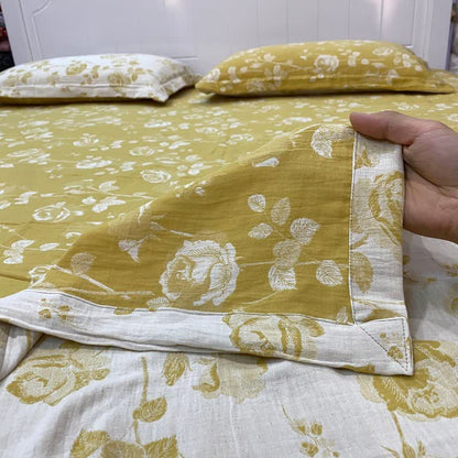 Ownkoti Yellow Rose Cotton Reversible Sheet Bedspread - image 1