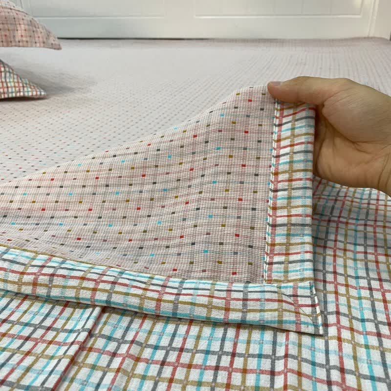 Ownkoti Colorful Gingham Cotton Reversible Sheet Bedspread - image 4