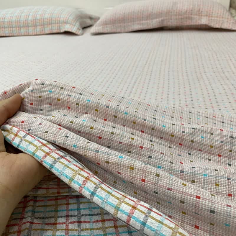 Ownkoti Colorful Gingham Cotton Reversible Sheet Bedspread - image 1