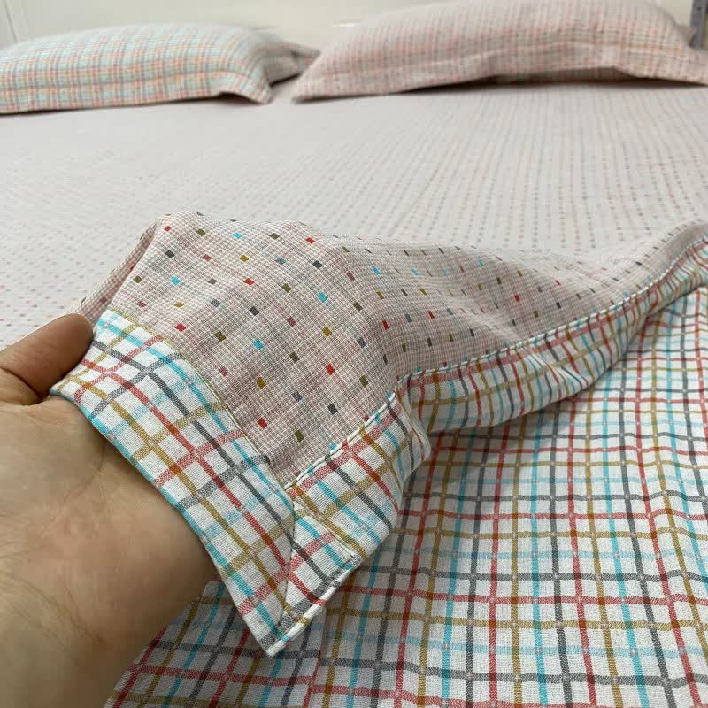 Ownkoti Colorful Gingham Cotton Reversible Sheet Bedspread - image 2