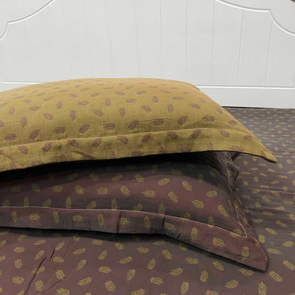 Ownkoti Retro Floral Cotton Reversible Sheet Bedspread - Dark Purple & Green - 2PCS Pillowcases - 19" x 29" - image 10