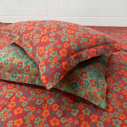 Ownkoti Pastoral Floral Cotton Reversible Sheet Bedspread - Red - 2PCS Pillowcases - 19" x 29" - image 4