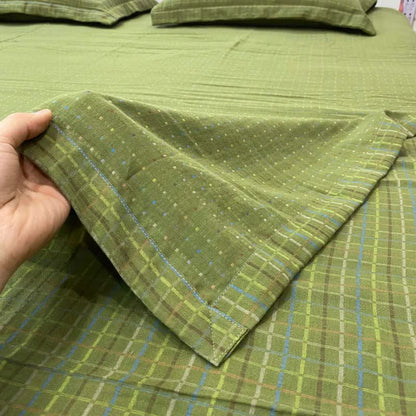 Ownkoti Green Gingham Cotton Reversible Sheet Bedspread - Bedspread with 2PCS Pillowcases - King - image 0