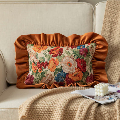 Ownkoti Country Style Floral Ruffled Throw Pillow - Orange - Pillowcase - 12" x 19" - image 7