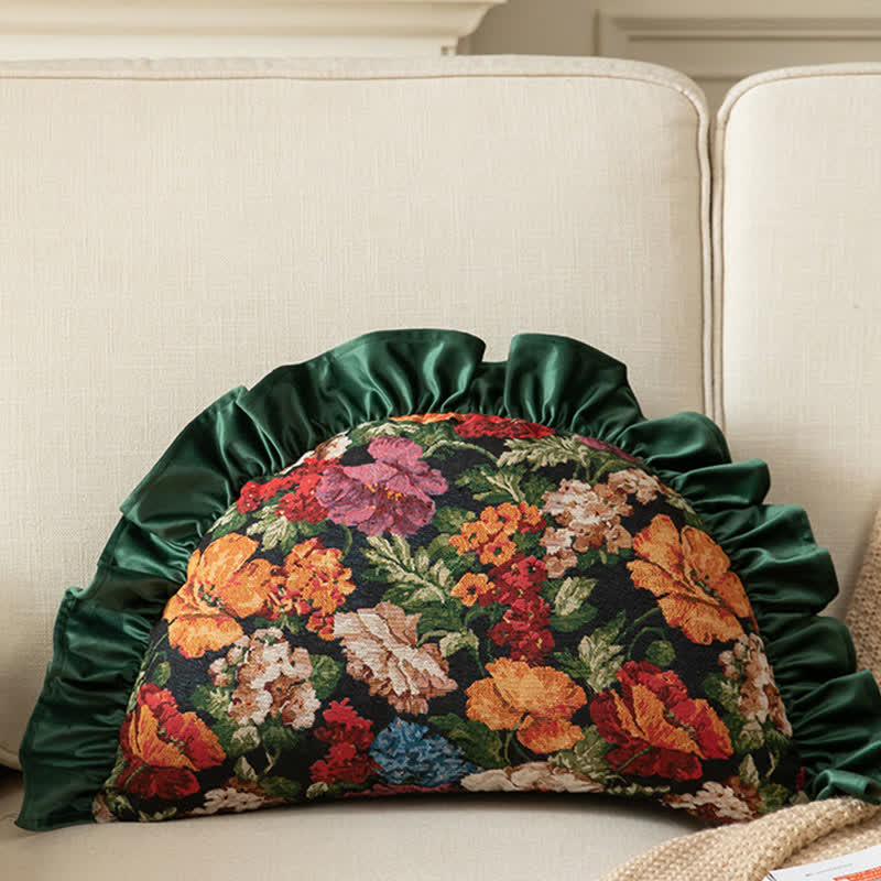 Ownkoti Country Style Floral Ruffled Throw Pillow - Green - Pillow - 25" x 15" - image 18
