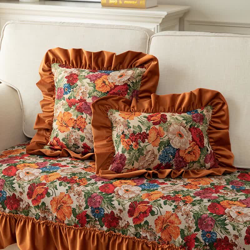 Ownkoti Country Style Floral Ruffled Throw Pillow - image 1