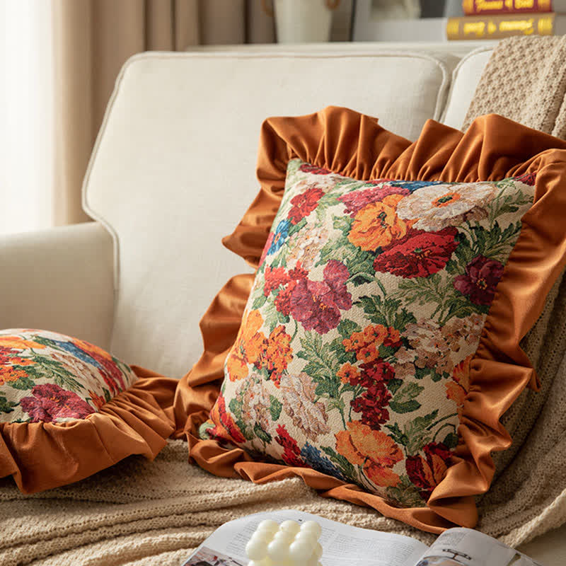 Ownkoti Country Style Floral Ruffled Throw Pillow - image 6