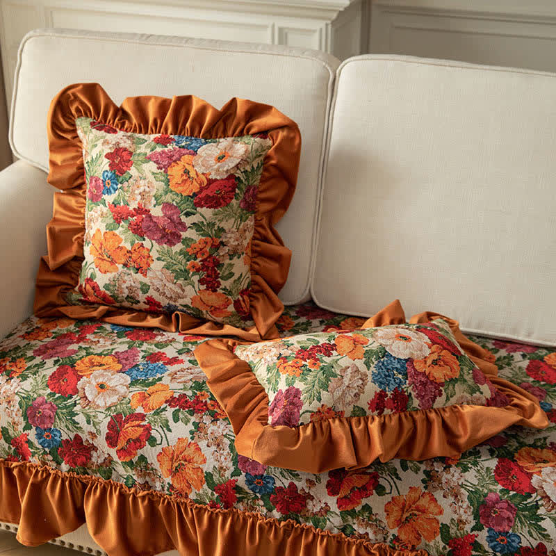 Ownkoti Country Style Floral Ruffled Throw Pillow - image 3