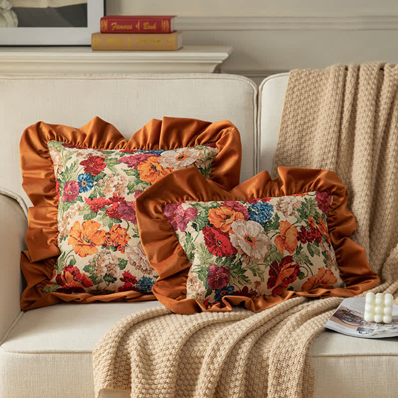 Ownkoti Country Style Floral Ruffled Throw Pillow - image 0