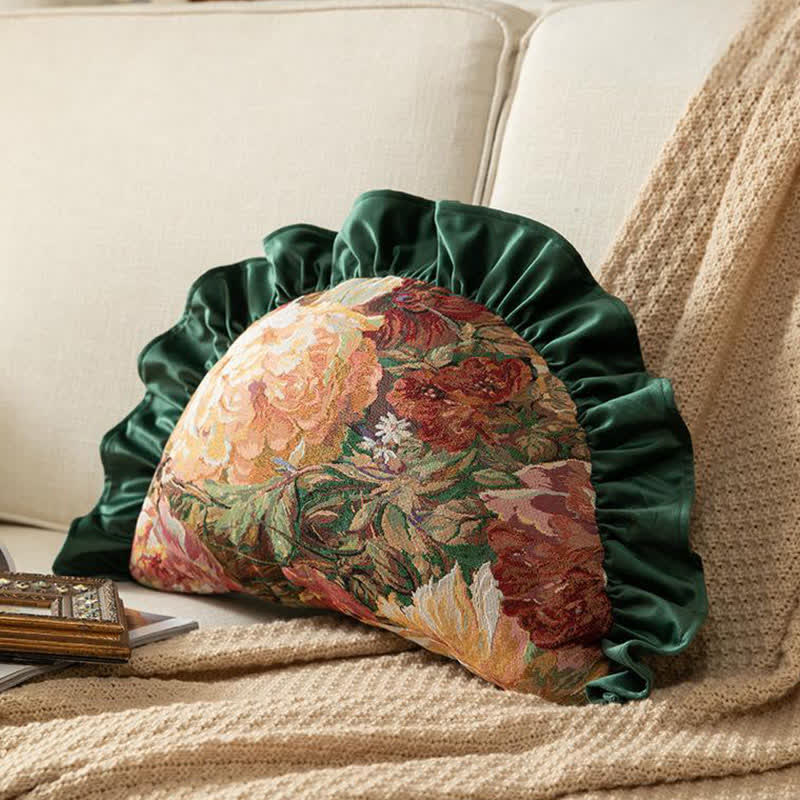 Ownkoti Oil Painting Peony Ruffled Throw Pillow - image 7