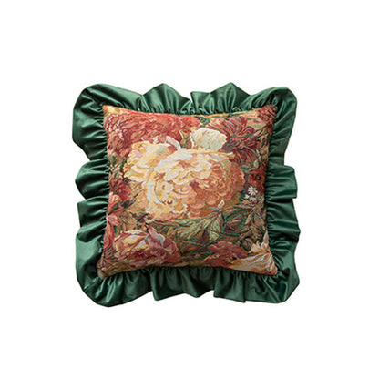 Ownkoti Oil Painting Peony Ruffled Throw Pillow - image 9