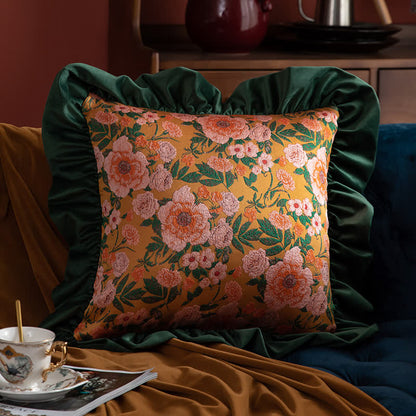 Ownkoti Vintage Floral Jacquard Ruffled Throw Pillow - 19" x 19" - image 4