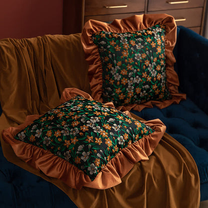 Ownkoti Retro Floral Leaf Ruffled Throw Pillow - image 1