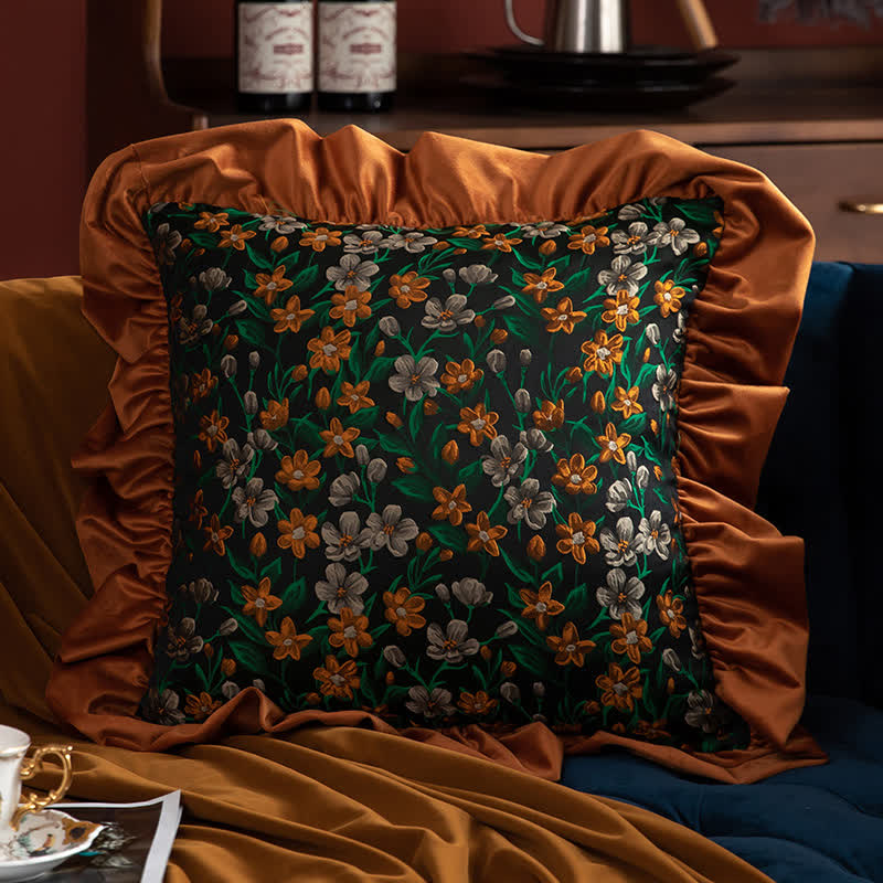 Ownkoti Retro Floral Leaf Ruffled Throw Pillow - Pillowcase - 19" x 19" - image 4
