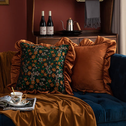 Ownkoti Retro Floral Leaf Ruffled Throw Pillow - image 2