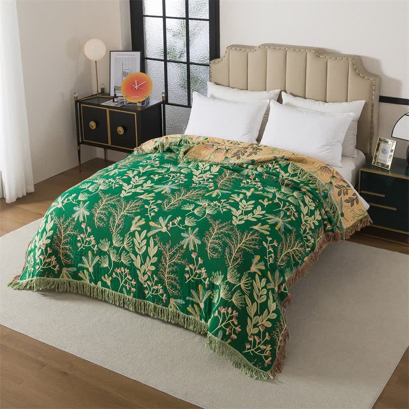 Ownkoti Botanical Green Leaf Cotton Tassel Blanket - image 4
