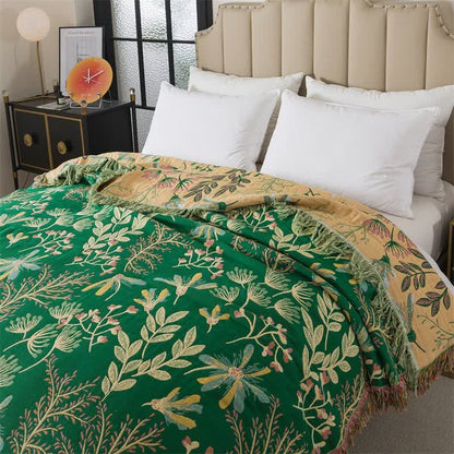 Ownkoti Botanical Green Leaf Cotton Tassel Blanket - image 3