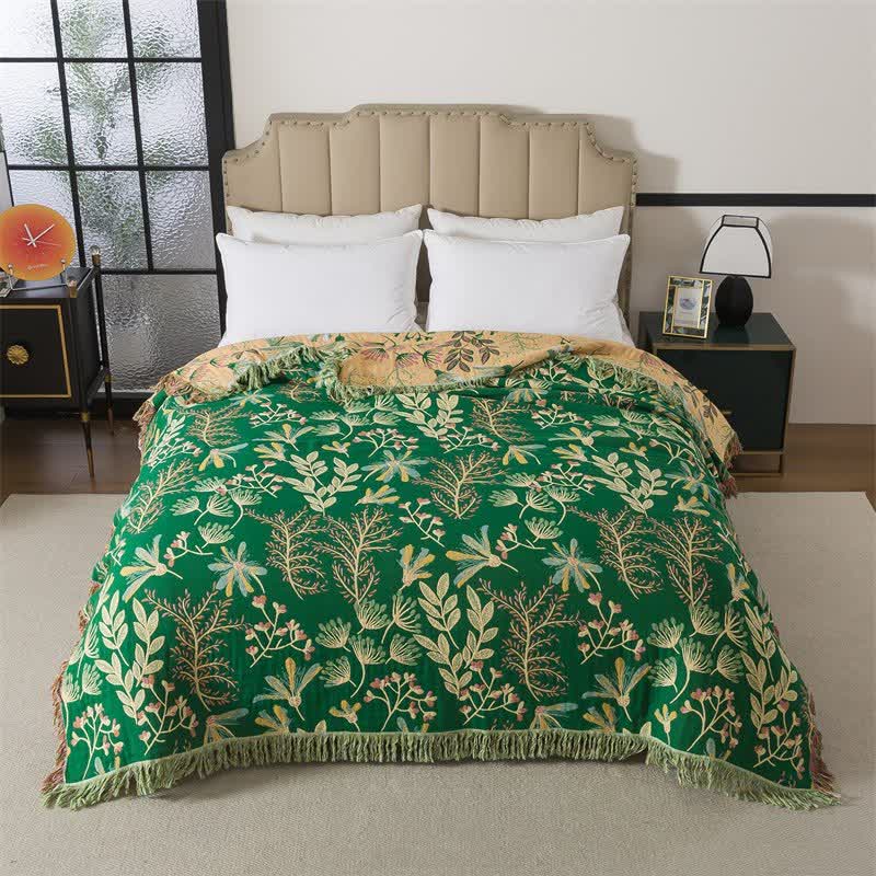 Ownkoti Botanical Green Leaf Cotton Tassel Blanket - image 2