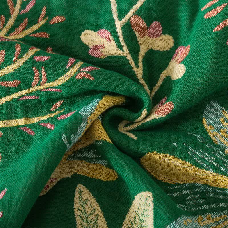 Ownkoti Botanical Green Leaf Cotton Tassel Blanket - image 5