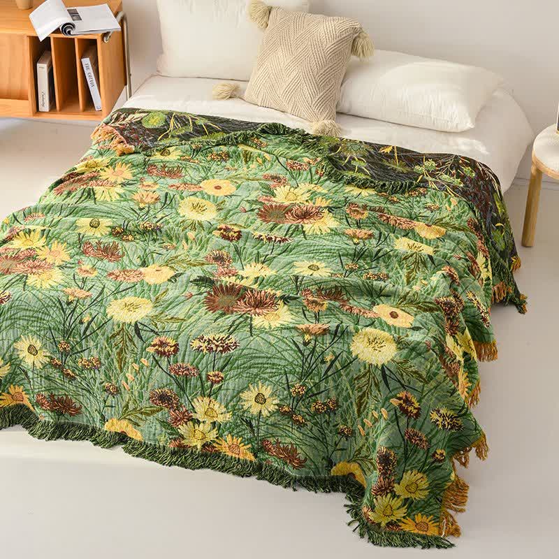 Ownkoti Meadow Daisy Cotton Gauze Tassel Blanket - image 2