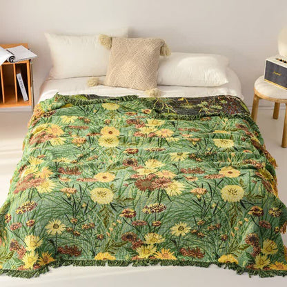 Ownkoti Meadow Daisy Cotton Gauze Tassel Blanket - image 1