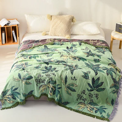 Ownkoti Botanical Leaf & Berry Cotton Gauze Blanket - image 1