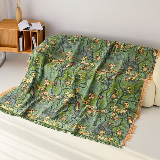 Ownkoti Artistic Woodland Bird Cotton Gauze Blanket - 79"W x 90"L - image 0