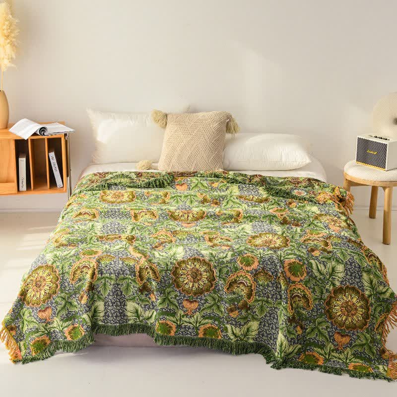 Ownkoti Garden-Inspired Floral Cotton Gauze Tassel Blanket - image 1