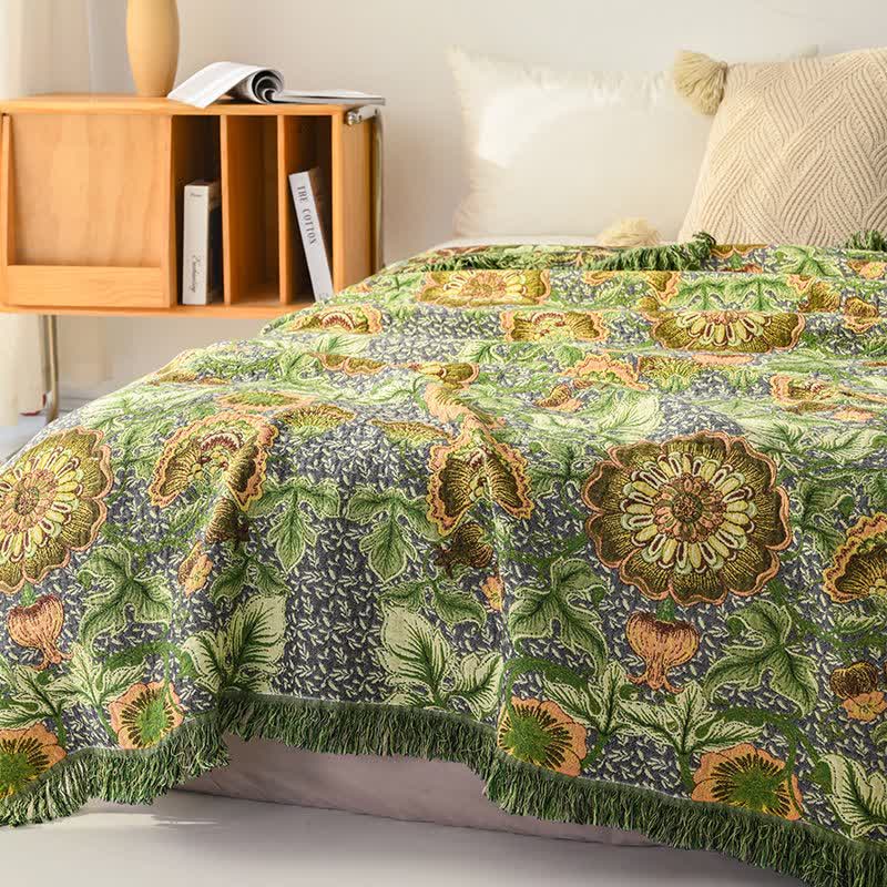 Ownkoti Garden-Inspired Floral Cotton Gauze Tassel Blanket - image 3